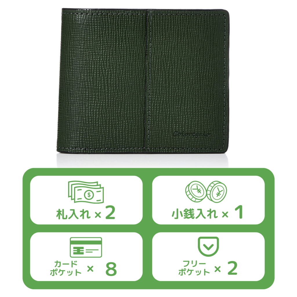 Coloregalo 本革 二つ折り財布